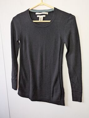MAX STUDIO Women Crewneck 100% Extrafine Merino Wool Black Size XS Long Sleeves